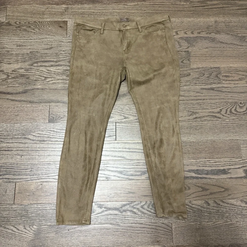 Mother‎ The Looker Faux Suede Skinny Jeans Crackle Tan Low Rise 31 Stretchy